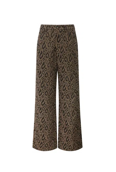 James Lakeland Women's Black / Brown Leopard Print Detail Trousers In Black/brown