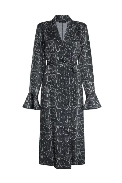 James Lakeland Women's Black / Brown Python Print Wrap Shirt Dress Black-beige In Black/brown