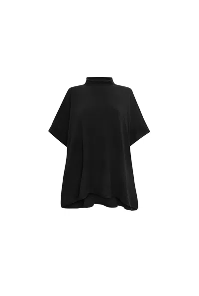 James Lakeland Women's Black Button Poncho