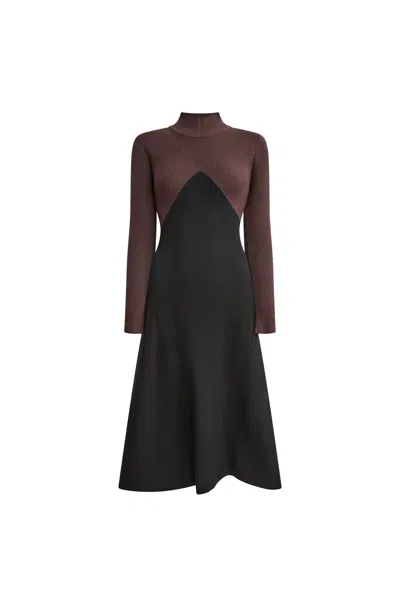 James Lakeland Women's Black Colour-block Knit Dress In Multi