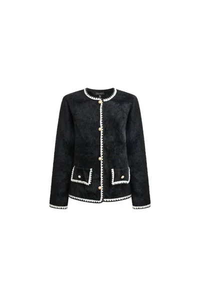 James Lakeland Women's Black Contrast Trim Knit Cardigan
