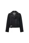 James Lakeland Women's Black Denim Biker Jacket In Black