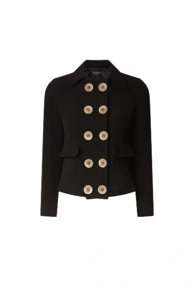 James Lakeland Women's Black Double Breasted Jacket With Horn Buttons