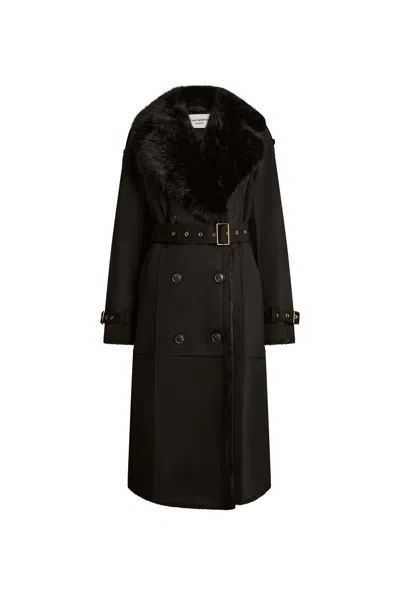 James Lakeland Women's Black Faux Fur Suede Coat