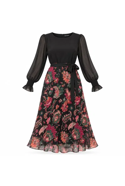 James Lakeland Women's Black Floral Midi Dress