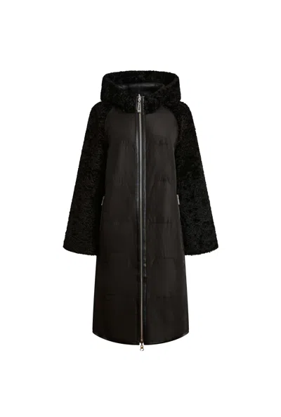 James Lakeland Women's Black Hooded Faux Fur Coat