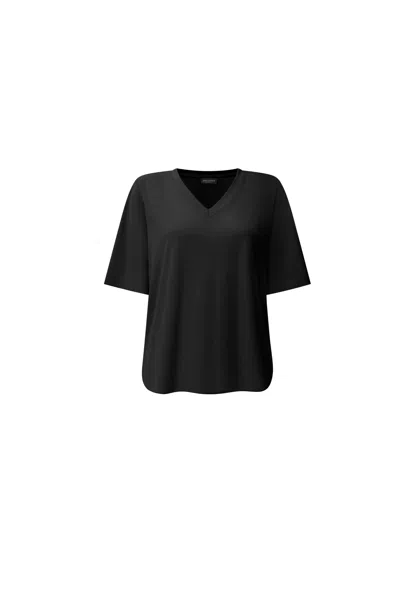 James Lakeland Women's Black Jersey V-neck Top