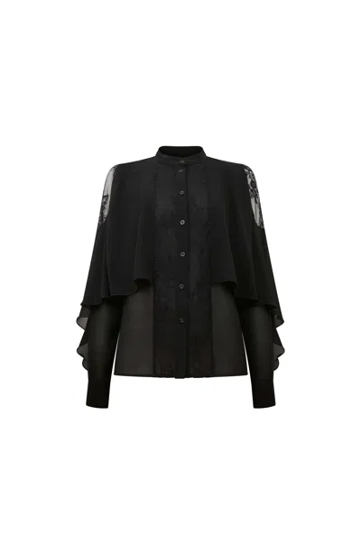 James Lakeland Women's Black Lace Front Detail Shirt