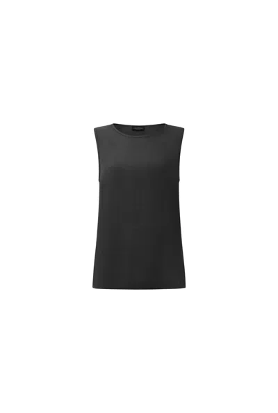 James Lakeland Women's Black Linen Blend Sleeveless Button-back Top