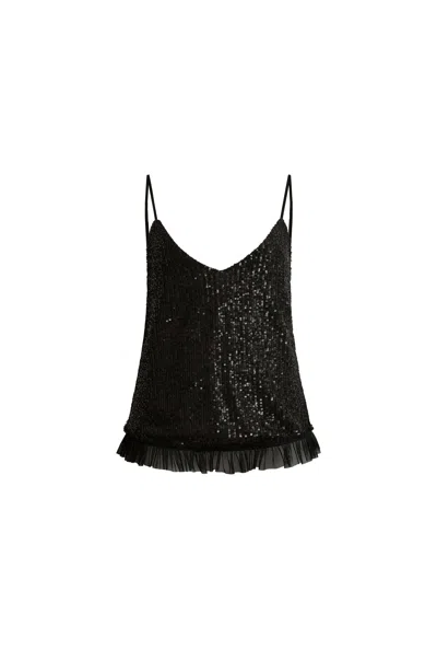 James Lakeland Women's Black Paillette Vest Top