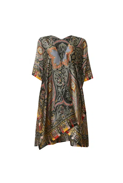 James Lakeland Women's Black Paisley Boho Kaftan