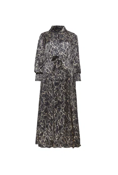 James Lakeland Women's Black Printed Belted Midi Dress