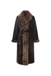 James Lakeland Women's Black Reversible Leopard Faux Fur Coat In Black