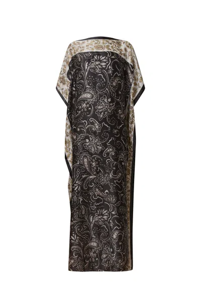 James Lakeland Women's Black / White Floral Paisley Maxi Black Kaftan In Black/white