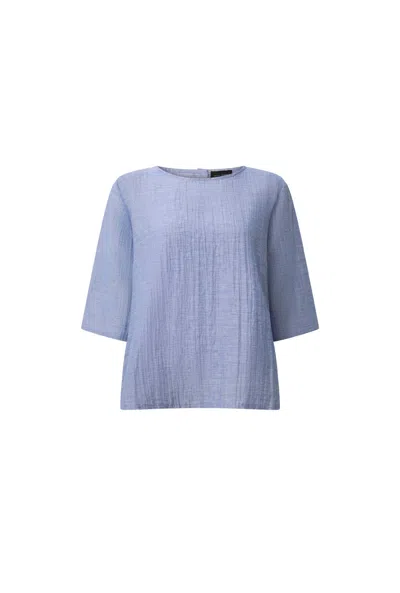 James Lakeland Women's Blue Back Button Top