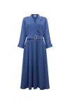 James Lakeland Women's Blue Belted Denim Suit Midi Dress In Blue
