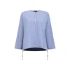 James Lakeland Women's Blue Bi-material Stripped Tunic Top In Blue
