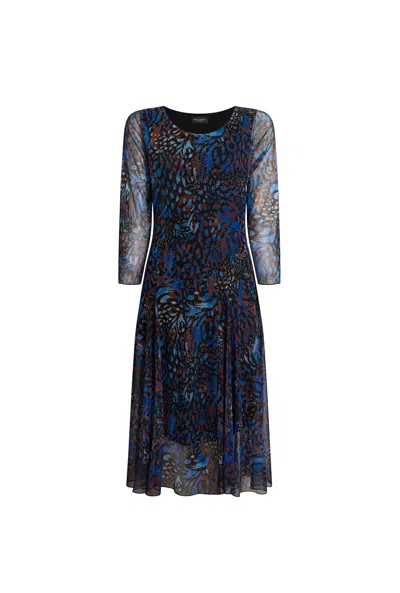James Lakeland Women's Blue / Black Sheer Printed Dress In Blue/black