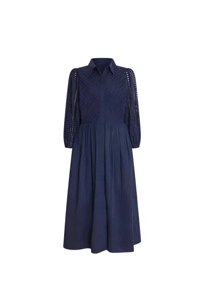 James Lakeland Women's Blue Broderie Anglaise Midi Dress
