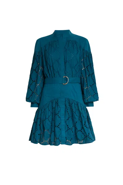 James Lakeland Women's Blue Broderie Dress Navy