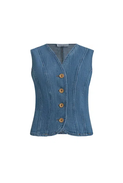 James Lakeland Women's Blue Denim Gilet