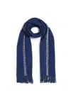 James Lakeland Women's Blue Denim Pearl Detail Scarf In Blue