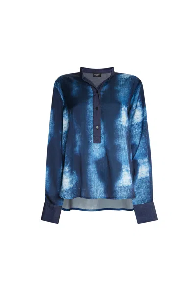 James Lakeland Women's Blue Denim Print Top