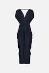 James Lakeland Women's Blue Draped Maxi Navy Dress
