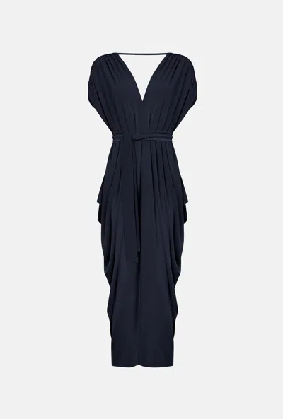 James Lakeland Women's Blue Draped Maxi Navy Dress
