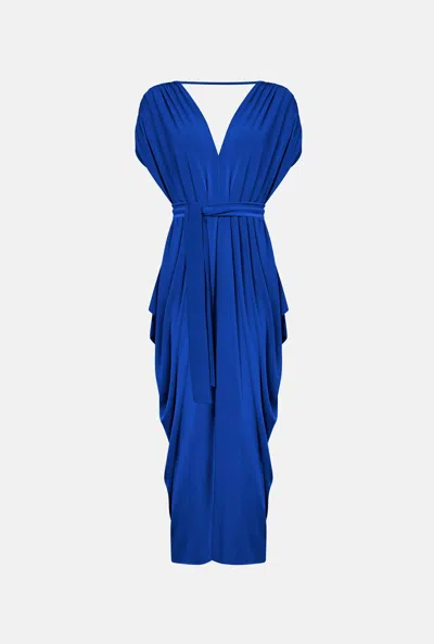 James Lakeland Women's Blue Draped Maxi Royal Dress