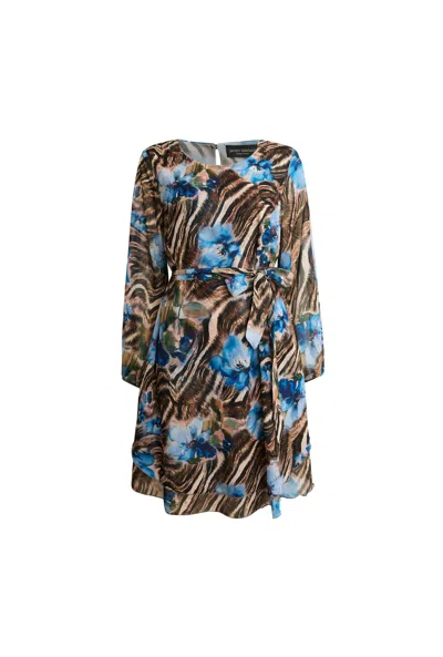 James Lakeland Women's Blue Floral Print Belted Dress In Multi