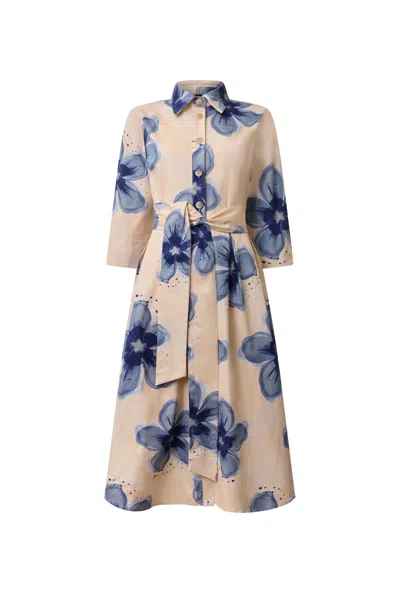 James Lakeland Women's Blue Flower Cotton Dress