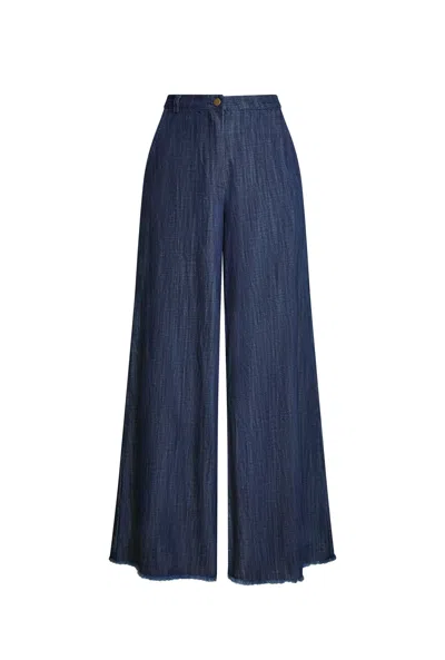 James Lakeland Women's Blue Frayed Denim Jeans