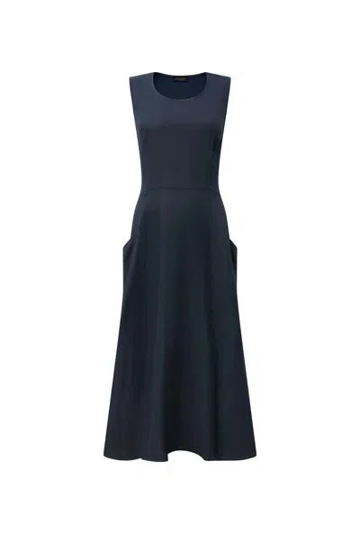 James Lakeland Women's Blue Linen Navy Midi Dress