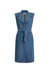 James Lakeland Women's Blue Long Denim Gilet In Blue
