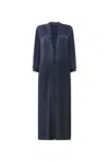 James Lakeland Women's Blue Long Satin Navy Cardigan In Blue