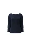 James Lakeland Women's Blue Long Sleeve Navy Top