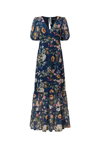 James Lakeland Women's Blue Navy Botanical Floral Maxi Dress