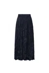James Lakeland Women's Blue Navy Crinkled Maxi Skirt In Blue