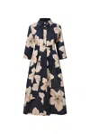 James Lakeland Women's Blue Navy Flower Cotton Dress In Blue