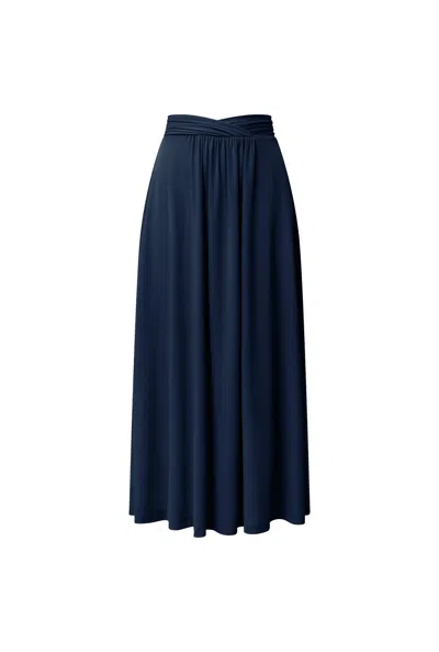 James Lakeland Women's Blue Navy Jersey Midi Skirt