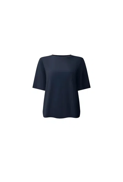 James Lakeland Women's Blue Navy Jersey Relaxed Top