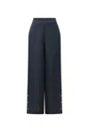 Shop James Lakeland Women's Blue Navy Linen Button Trousers