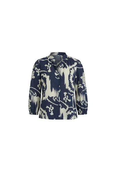 James Lakeland Women's Blue Navy Ornamental Print Shirt