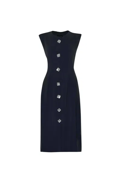 James Lakeland Women's Blue Navy Pocket Midi Dress