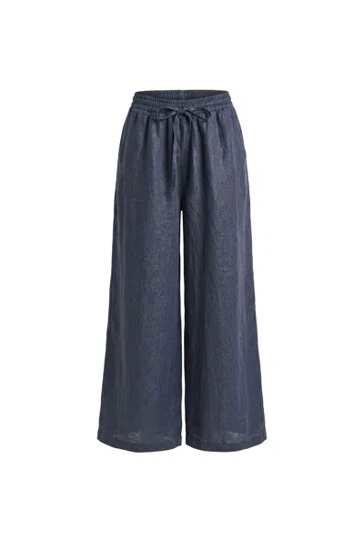 James Lakeland Women's Blue Navy Pure Linen Trousers