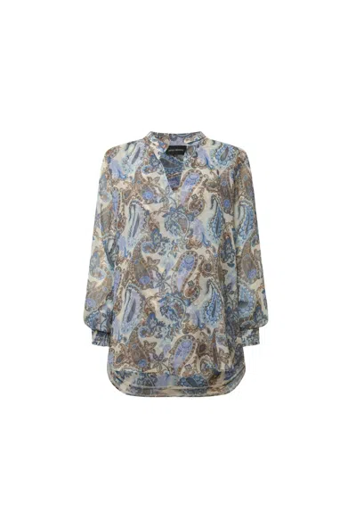 James Lakeland Women's Blue Paisley Print Blouse