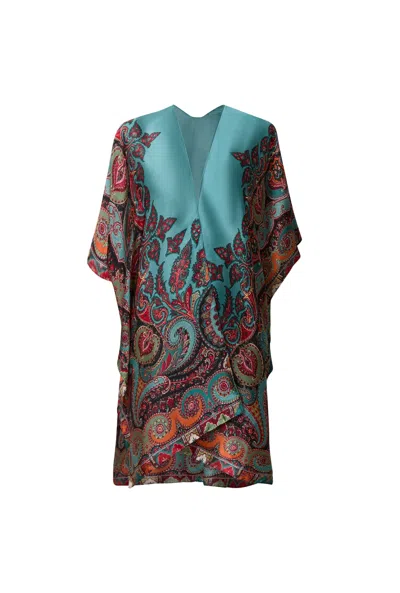 James Lakeland Women's Blue Paisley Print Kaftan