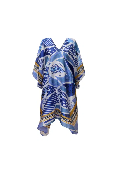 James Lakeland Women's Blue Petal Mosaic Kaftan