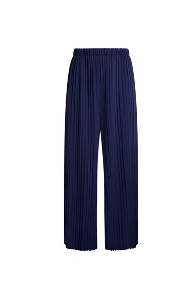 James Lakeland Women's Blue Pleated Navy Trousers